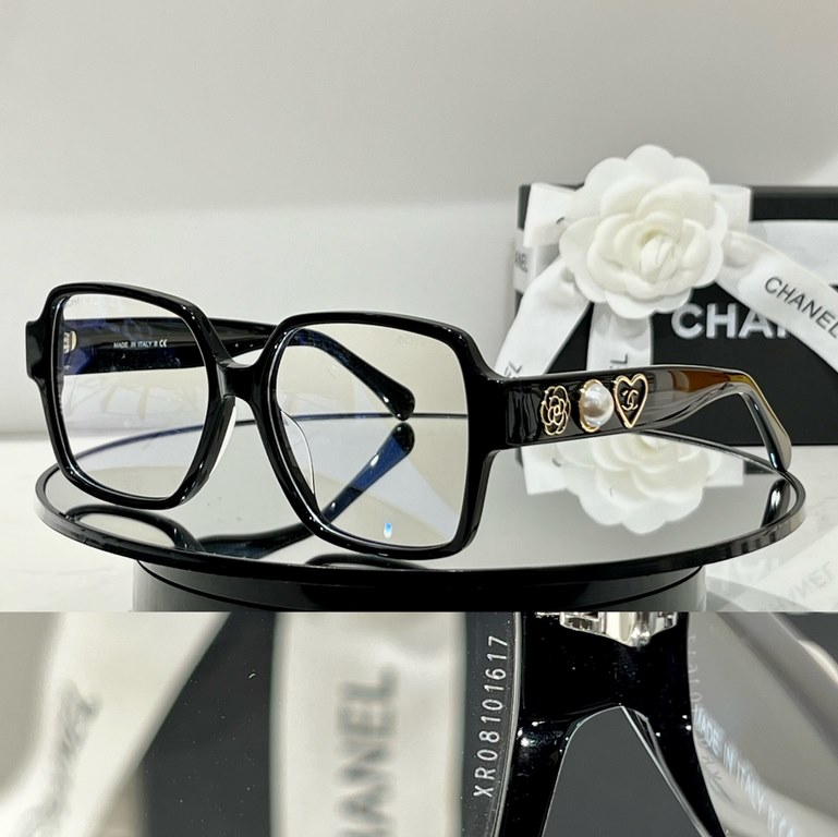 High version of CHANEL Chanel spring and summer new black square frame love double C letters logo glasses CH3438Size56-17-145