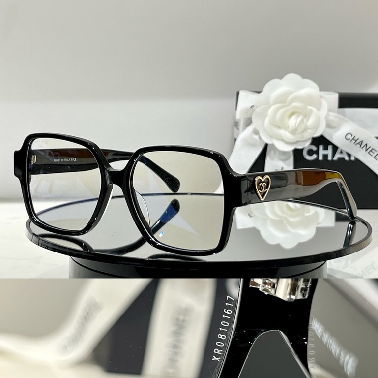 High version of CHANEL Chanel spring and summer new black square frame love double C letters logo glasses CH3438Size56-17-145