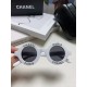 Chanel Chanel English letters sunglasses female tide European and American fashion street shoot black and white striped round frame sunglasses glasses