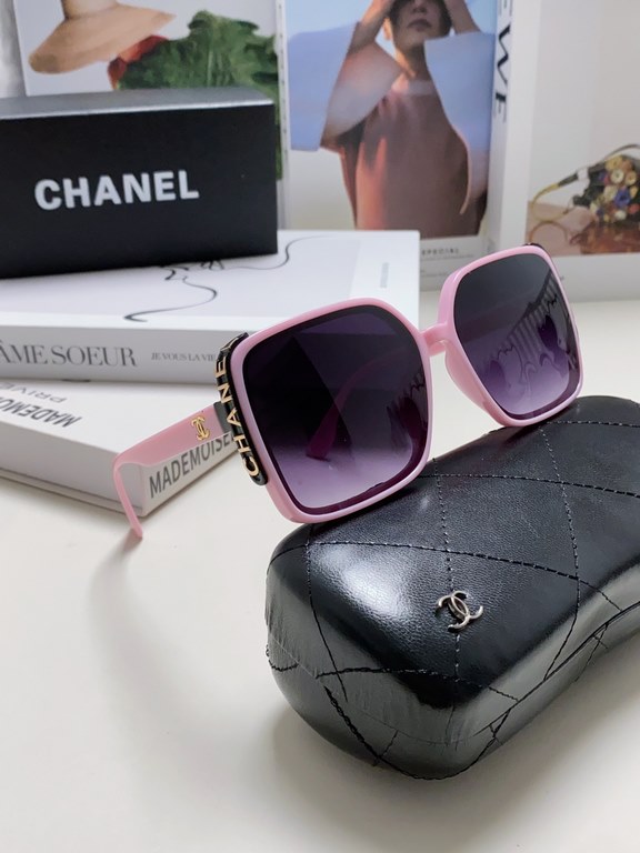 Chanel Chanel 2024 new fashion sunglasses female anti-ultraviolet Korean version of the tide of large face thin box sunglasses summer sunscreen Ms. sunglasses