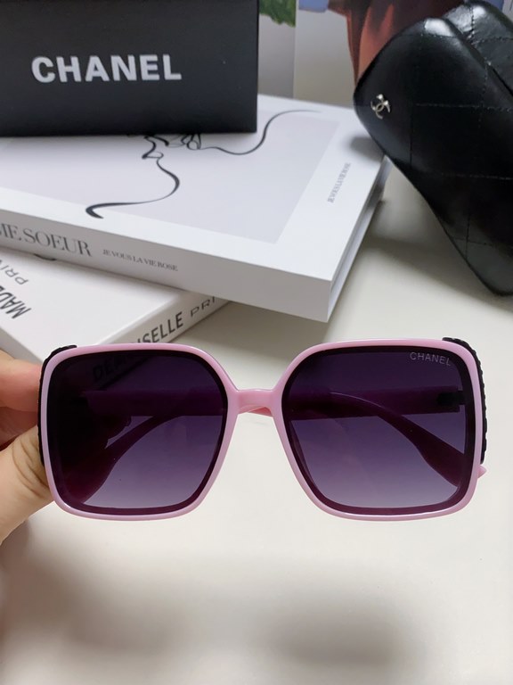 Chanel Chanel 2024 new fashion sunglasses female anti-ultraviolet Korean version of the tide of large face thin box sunglasses summer sunscreen Ms. sunglasses