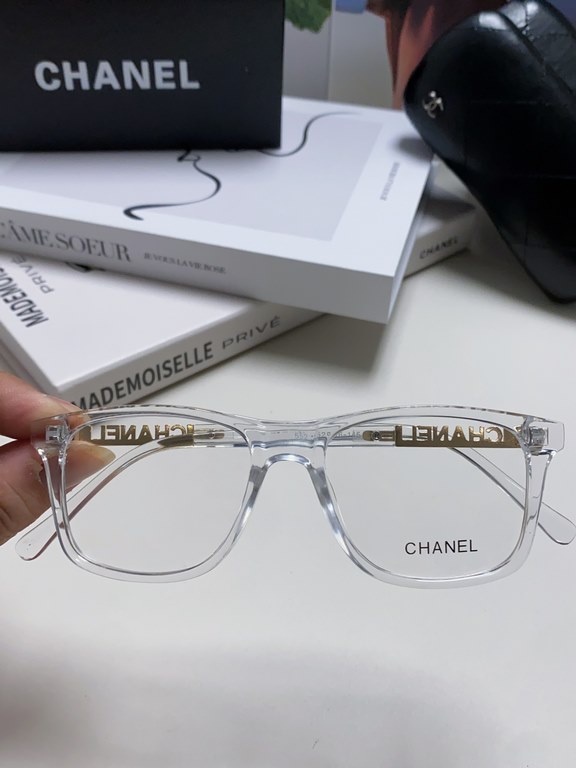 Chanel Chanel 2024 square frame women thick frame tide can be fitted with myopia eye frame plate eyeglasses frame men's flat glasses transparent net red