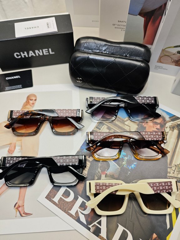 CHANEL Chanel 2024 new trend explosion models fashion box sunglasses wear comfortable Net red tide models sunglasses ladies HD thickened polarized sunglasses     high quality TR frames 5 colors