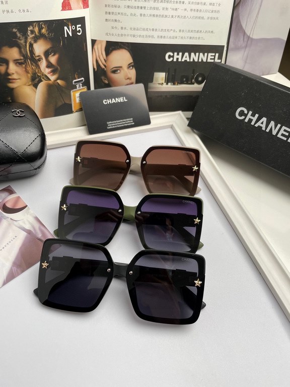 . NewBrand,   chanel chanel women's polarized sunglasses   TR frames   imported Polaroid high-definition polarized lenses, small fragrant metal 5logo inlaid mirror legs, high-end customized design, wear a super model, tr