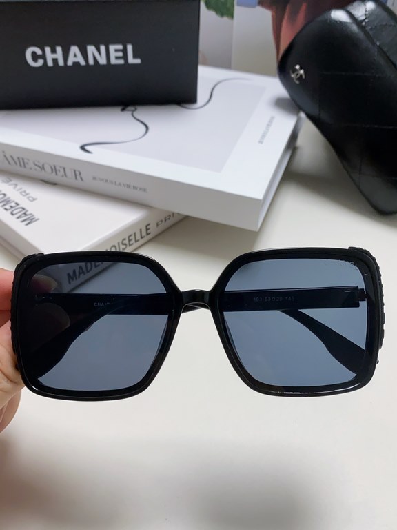 Chanel Chanel 2024 new fashion sunglasses female anti-ultraviolet Korean version of the tide of large face thin box sunglasses summer sunscreen Ms. sunglasses