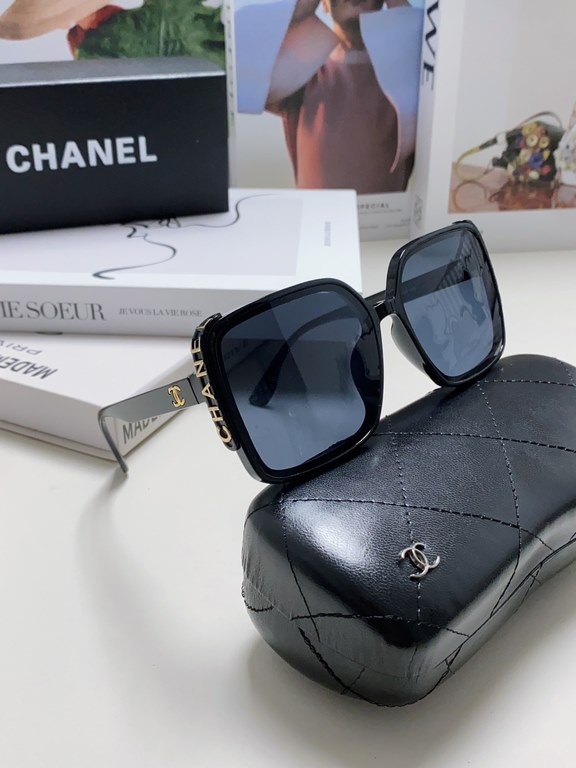 Chanel Chanel 2024 new fashion sunglasses female anti-ultraviolet Korean version of the tide of large face thin box sunglasses summer sunscreen Ms. sunglasses