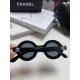 Chanel Chanel English letters sunglasses female tide European and American fashion street shoot black and white striped round frame sunglasses glasses