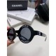 Chanel Chanel English letters sunglasses female tide European and American fashion street shoot black and white striped round frame sunglasses glasses