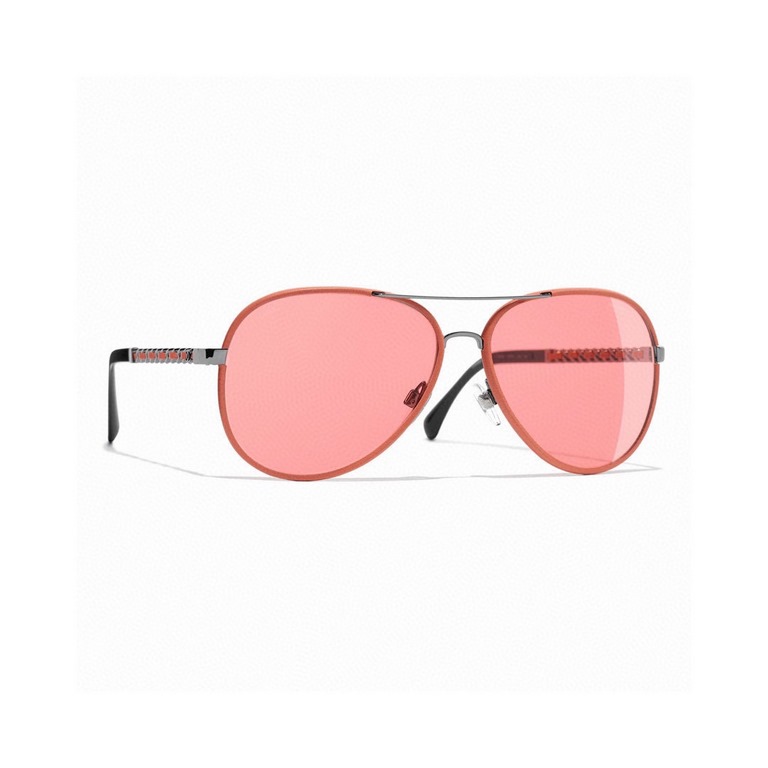 Fragrant Grandma Model ch4219-Q Size 5914-145 Women's Aviation Toadstool Classic Iconic Chain. Sheepskin one-piece temples High-end fashion Frame is all wrapped in sheepskin Lenses are made of classic Polaroid Polarized 