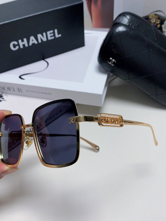 Chanel Chanel 2024 new sunglasses, men's and women's sun shades, metal temples, a must for driving trips!