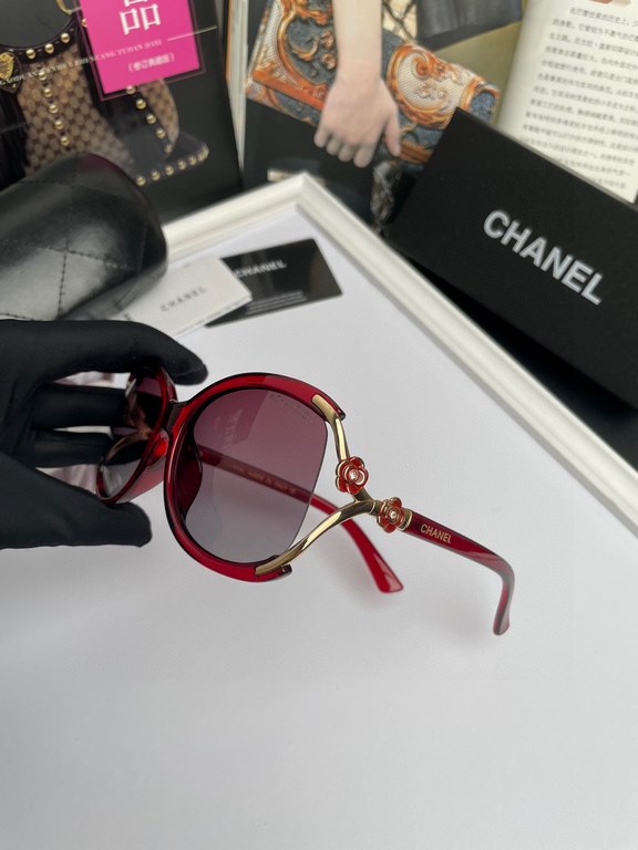 Brand,  Chanel Chanel Women's Camellia Polarized Sunglasses PC Frame  Imported Polaroid HD Polarized Lenses, No. 9056