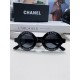 Chanel Chanel English letters sunglasses female tide European and American fashion street shoot black and white striped round frame sunglasses glasses