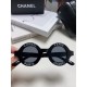 Chanel Chanel English letters sunglasses female tide European and American fashion street shoot black and white striped round frame sunglasses glasses