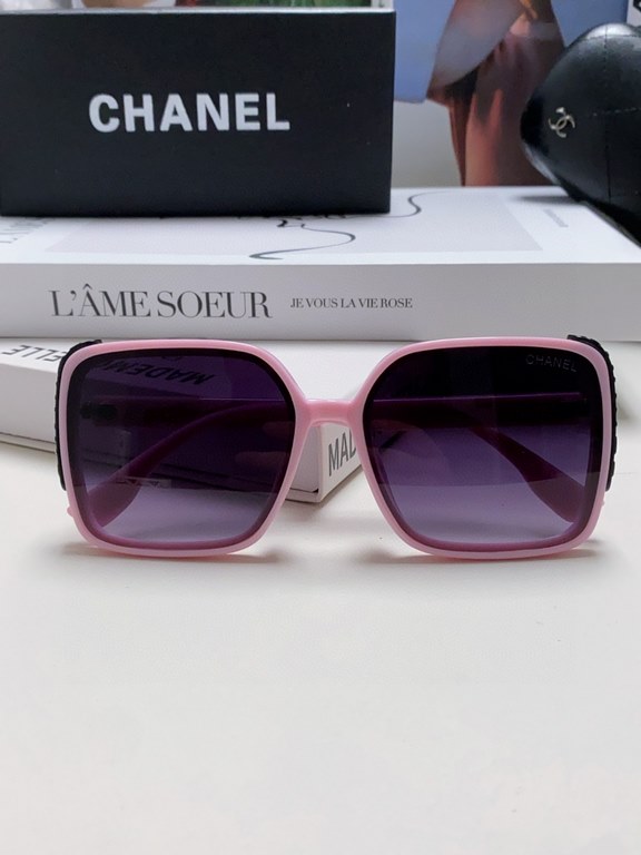 Chanel Chanel 2024 new fashion sunglasses female anti-ultraviolet Korean version of the tide of large face thin box sunglasses summer sunscreen Ms. sunglasses