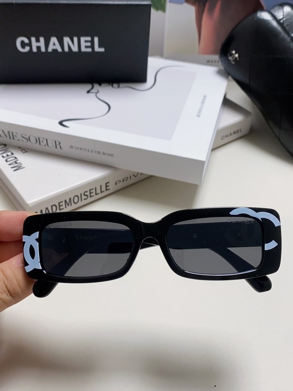 Chanel Chanel Rectangle Small Square Frame Spice Sense Little Fragrance Sunglasses When French Vibe Vintage UV Protection Print Sunglasses