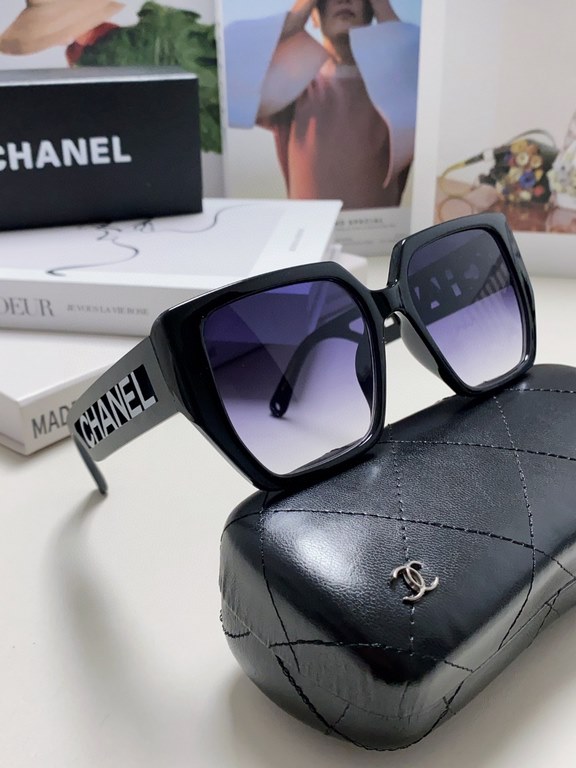 Chanel Chanel 2024 new English letters square box sunglasses female Korean version of the trend of hundred with sunglasses net red street shooting simple glasses