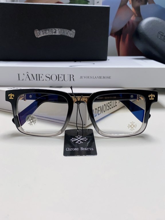 Chrome Hearts Chrome Hearts 2024 new retro black eyeglasses frames men's Japanese literature thick frame anti-blue light flat glasses rectangular myopia glasses