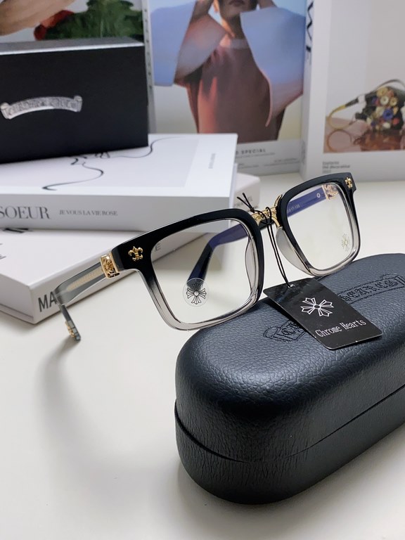 Chrome Hearts Chrome Hearts 2024 new retro black eyeglasses frames men's Japanese literature thick frame anti-blue light flat glasses rectangular myopia glasses