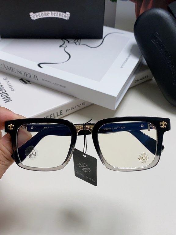 Chrome Hearts Chrome Hearts 2024 new retro black eyeglasses frames men's Japanese literature thick frame anti-blue light flat glasses rectangular myopia glasses