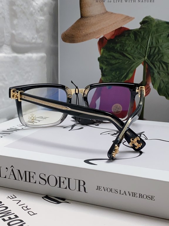 Chrome Hearts Chrome Hearts 2024 new retro black eyeglasses frames men's Japanese literature thick frame anti-blue light flat glasses rectangular myopia glasses