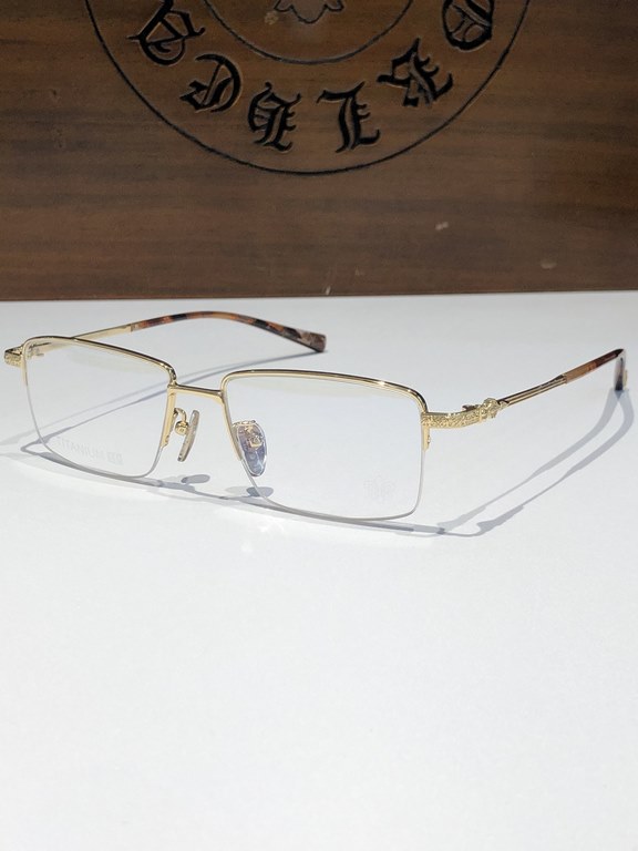 Boutique titanium frame! High-grade CHROME HEART Imported board material processing production foot cover low-key luxury   pen tail decoration classic logo highly recommended CH8166SIZE54-16-150