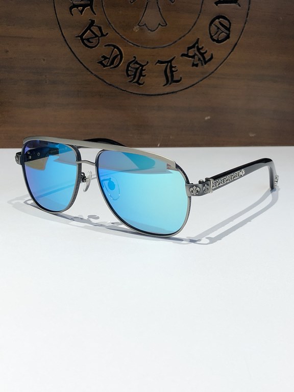 CHROME HEART Heavy-duty Classic laser pattern is very delicate and very MAN sunglassesBONEHEARD SIZE 63-16-145