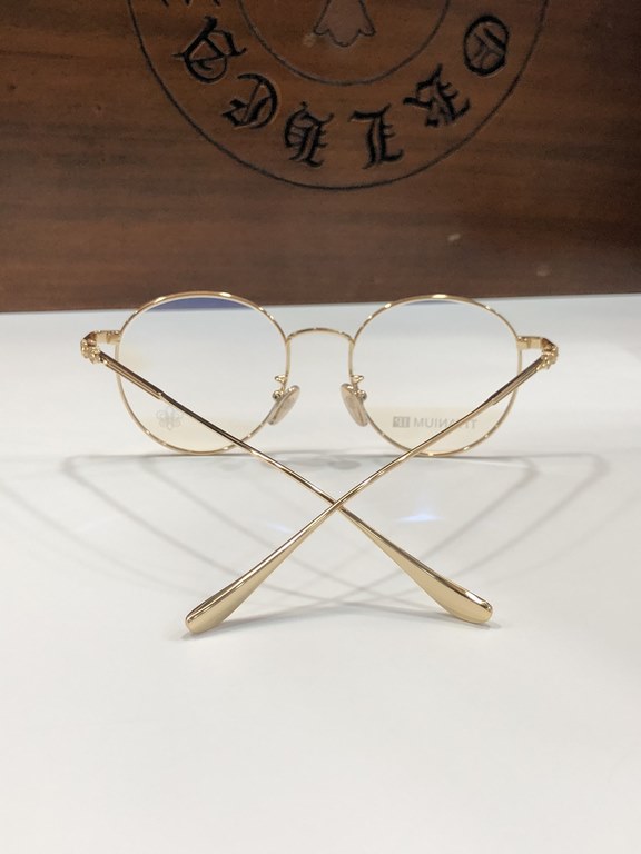 Vintage small round mirror Hundreds of super lightFine frame with golden edge titanium frame New CHROME HEARTCH8158 SIZE51-18-150