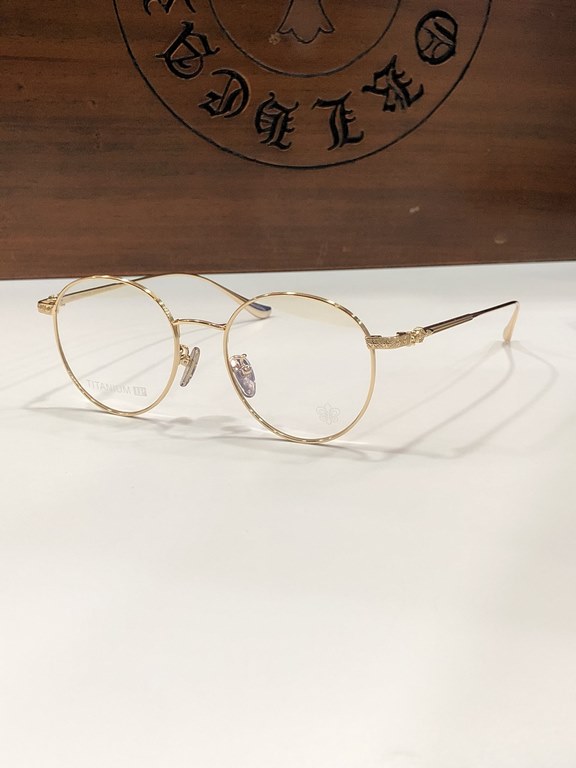 Vintage small round mirror Hundreds of super lightFine frame with golden edge titanium frame New CHROME HEARTCH8158 SIZE51-18-150