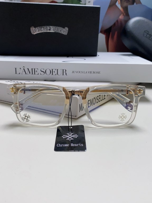 Chrome Hearts Chrome Hearts 2024 new retro black eyeglasses frames men's Japanese literature thick frame anti-blue light flat glasses rectangular myopia glasses