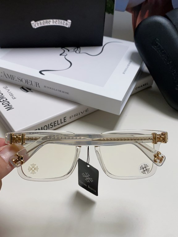 Chrome Hearts Chrome Hearts 2024 new retro black eyeglasses frames men's Japanese literature thick frame anti-blue light flat glasses rectangular myopia glasses