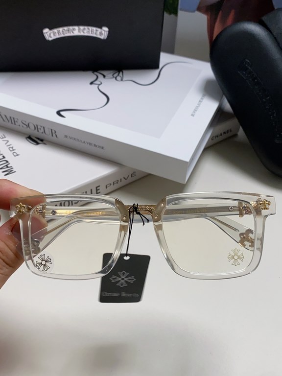 Chrome Hearts Chrome Hearts 2024 new retro black eyeglasses frames men's Japanese literature thick frame anti-blue light flat glasses rectangular myopia glasses