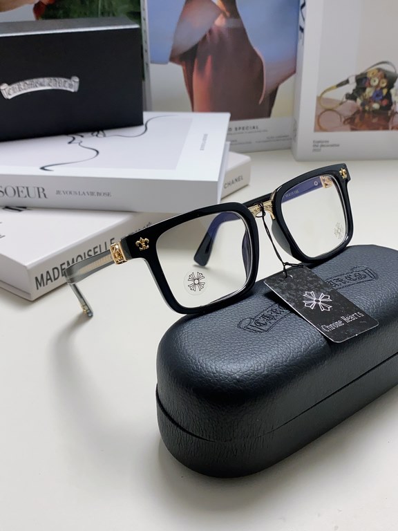 Chrome Hearts Chrome Hearts 2024 new retro black eyeglasses frames men's Japanese literature thick frame anti-blue light flat glasses rectangular myopia glasses