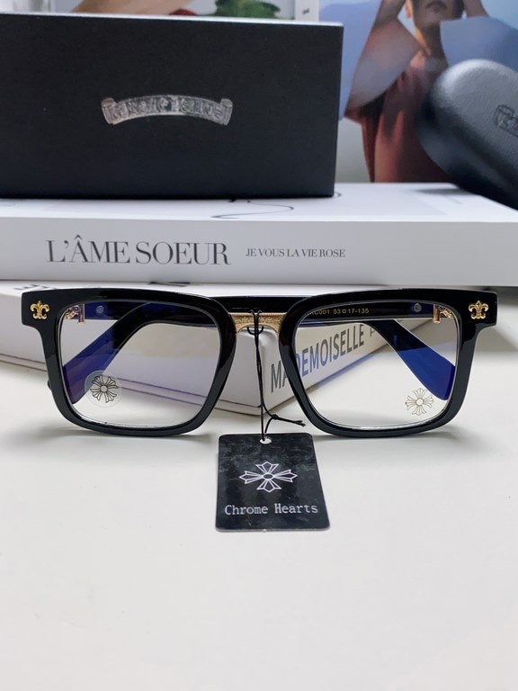 Chrome Hearts Chrome Hearts 2024 new retro black eyeglasses frames men's Japanese literature thick frame anti-blue light flat glasses rectangular myopia glasses