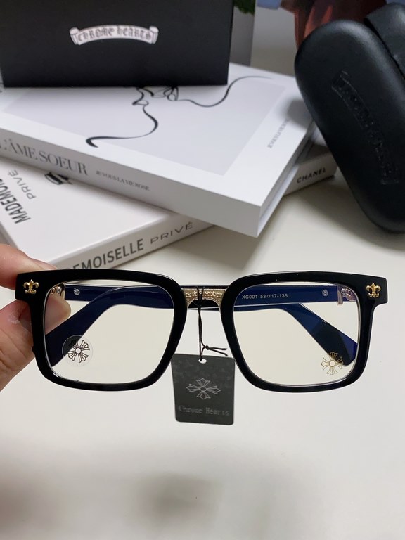 Chrome Hearts Chrome Hearts 2024 new retro black eyeglasses frames men's Japanese literature thick frame anti-blue light flat glasses rectangular myopia glasses