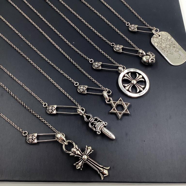 Chrome Hearts   Chrome Hearts Vintage Classic Pendant Pin Necklace Original Craftsmanship Precision Quality Pure Handmade ～Genuine Open Mold   Trendy Fashion Essentials Men and Women Can Be Worn Couple's Model Same Rock 