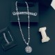 [Counter Quality] Chrome Hearts Croheart Classic Cross Round Pendant Multi-Element Letter Necklace Bump shaped different pattern design style to present a distinctive cross The Scout Flower is the symbol of Croheart, so 