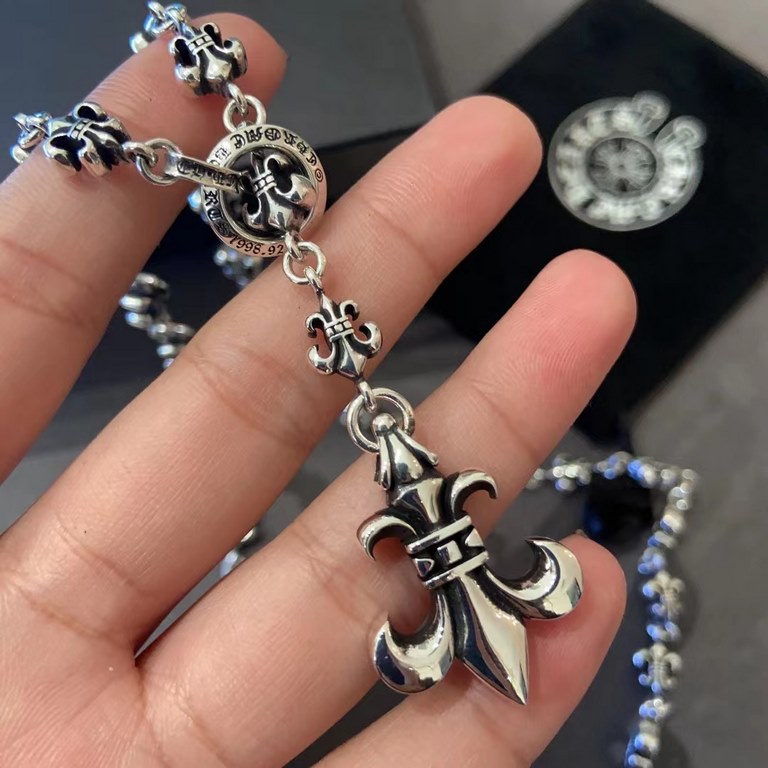 Counter new Chrome Hearts   Crocker heart retro anchor pendant Scout flower chain body necklace original craftsmanship crafted quality pure handmade ～ genuine open mold   trend fashion essential men and women can wear co