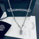 [Counter Quality] Chrome Hearts Croheart Classic Gift Box   Pendant Multi-Element Letter Necklace Bump Shape Different Floral Design Styles Presenting Distinctive Crosses The Scout Flower is the logo of Croheart, so it i