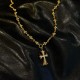 Crocus Heart Gold-Plated Stones Cross Chain SetLength50cm