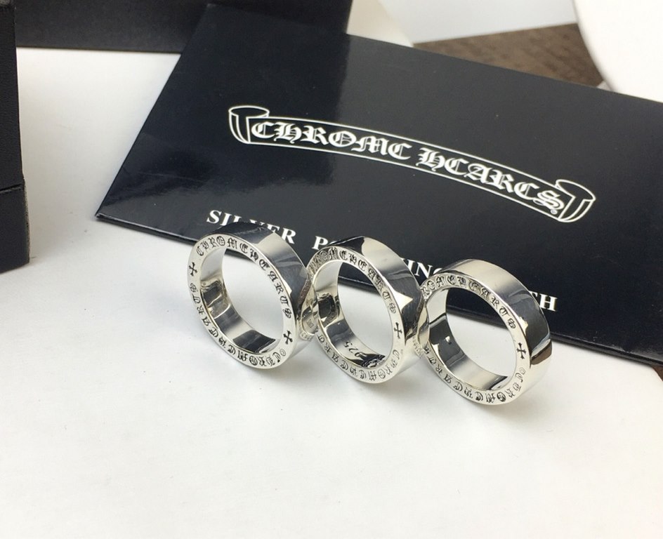 Chrome Hearts Crocus logo glossy ring     full body glossy simplicity two circles covered with gothic fonts style fusion of rock punk, street hip-hop    cool  new  personality full of fashion with the must-have boutique 