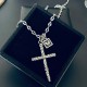 [Counter Quality] Chrome Hearts Croheart Classic Vintage Heart   Cross Pendant 8 Zigzag Necklace Bump shape different pattern design style presents distinctive Cross Scout flower is Croheart's logo so more enduring Authe