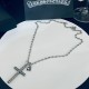 [Counter Quality] Chrome Hearts Croheart Classic Vintage Heart   Cross Pendant 8 Zigzag Necklace Bump shape different pattern design style presents distinctive Cross Scout flower is Croheart's logo so more enduring Authe