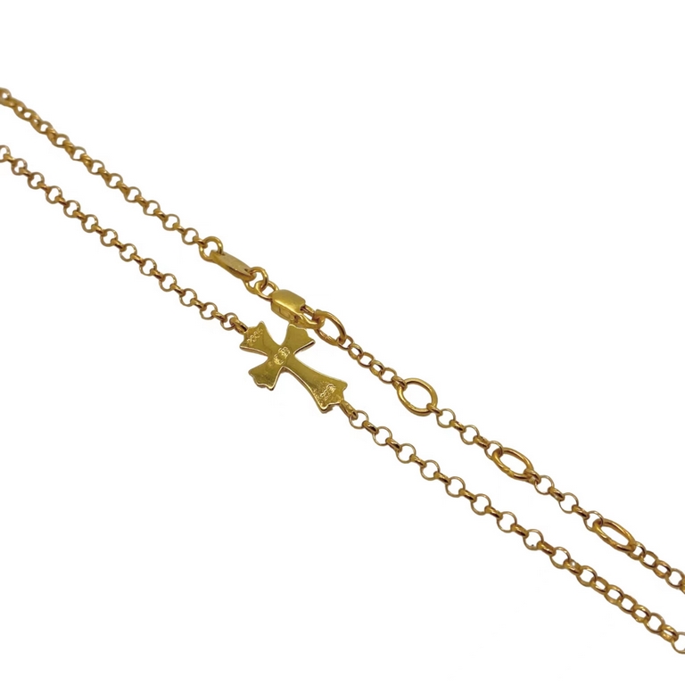 Crocus gold plated thin cross necklaceSterling silver, gold-plated, cross shape, pearl chain.Original molded Fresh and fashionable Rock and roll punk styleLength42cm