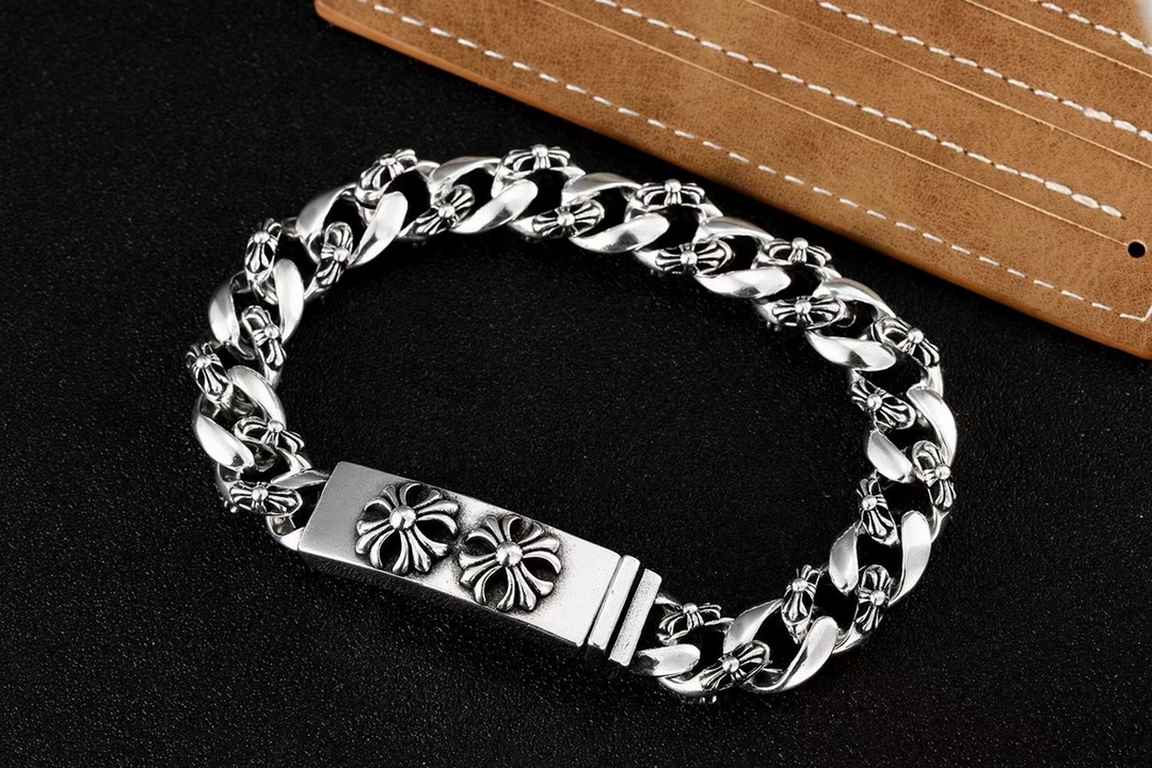 Chrome heartsNew bracelet with double cross flower claspLength 20cm