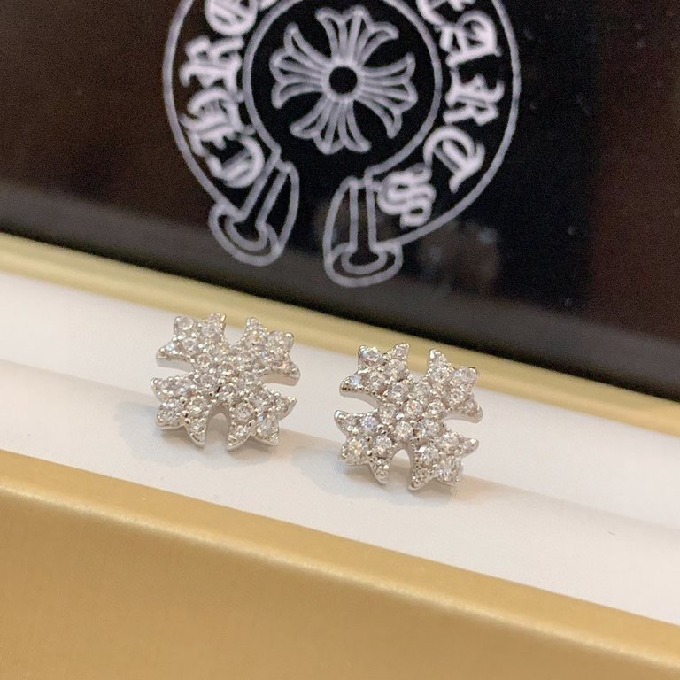 Chrome He@rts Crocus Cross Earrings ~ Genuine open mold   Trendy fashion must-have Men and women can wear Couple's earrings Rock punk Thai silver style Retro elements Trendy hundred with the official website with the sam