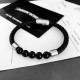 Chrome He@rts Kroxin counter with the same classic black onyx silver leather cord bracelet ~ genuine open mold   trend fashion must men and women can wear couples models with the same rock punk Thai silver style retro el