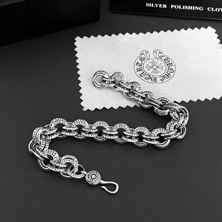 Chrome Hearts   Chrome Hearts Vintage Alphabet Double Loop Bracelet Original Replica Pure Handmade ～Authentic Open Mold   Trendy Fashion Must Have Couple's Model Same Rock Punk Thai Silver Style Retro Elements Trendy Hun