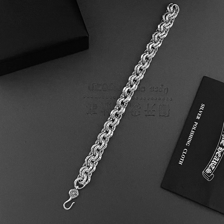 Chrome Hearts   Chrome Hearts Vintage Alphabet Double Loop Bracelet Original Replica Pure Handmade ～Authentic Open Mold   Trendy Fashion Must Have Couple's Model Same Rock Punk Thai Silver Style Retro Elements Trendy Hun