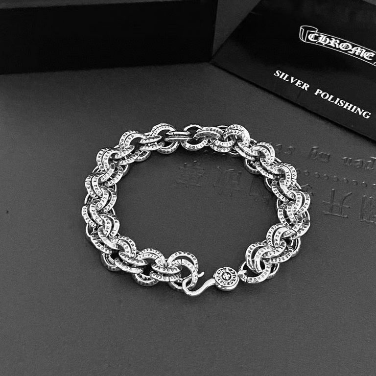 Chrome Hearts   Chrome Hearts Vintage Alphabet Double Loop Bracelet Original Replica Pure Handmade ～Authentic Open Mold   Trendy Fashion Must Have Couple's Model Same Rock Punk Thai Silver Style Retro Elements Trendy Hun