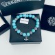 Counter version Chrome He@rts Crocenter Turquoise  Multi-element bracelet Kwon Chi-Lung star with the same style retro old style original reproduction pure handmade ～ genuine open mold   trend of fashion essential men an